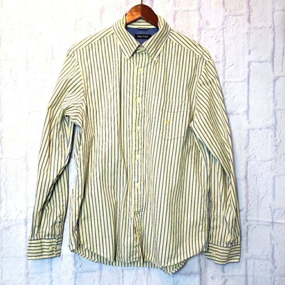 NAUTICA Classic Striped Cotton Button-Down Shirt Medium